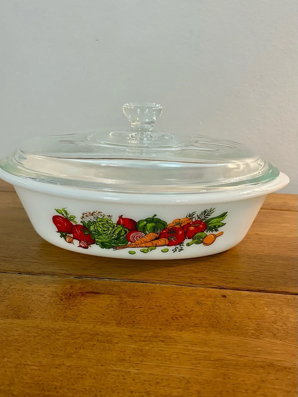 Rare Vintage glasbake milk  Glass Casserole Dish with Clear Lid